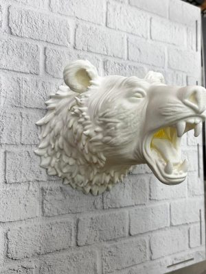 Dekoratif Beyaz Ayı Duvar Heykeli Asılabilir Hediyelik 25x19 cm