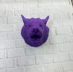 Mor Renk 3D Kurt Başı Duvar Dekoru Asılabilir Maskot Heykel 25x19 cm - Görsel 3