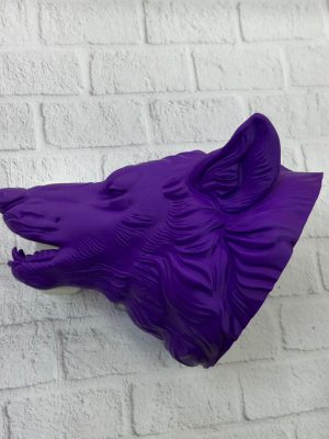 Dekoratif Mor Kurt Duvar Heykeli Asılabilir Hediyelik 25x19 cm