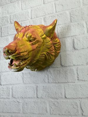 Gold Kurt Duvar Aksesuarı Asılabilir 3D Dekoratif Heykel 25x19 cm