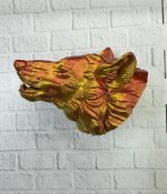 Dekoratif Altın Gold Kurt Duvar Heykeli Asılabilir Hediyelik 25x19 cm - Görsel 2