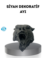 Ayı Tasarım Siyah 3D Duvar Heykeli