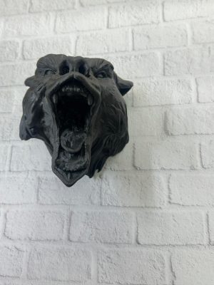 Dekoratif Siyah Ayı Duvar Heykeli Asılabilir Hediyelik 25x19 cm