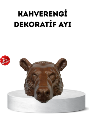 Ev ve Ofis İçin Dekoratif Ayı Başı Heykel Hediyelik Duvar Aksesuarı