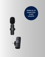 Çift Mikrofonlu Kablosuz Kayıt Seti iPhone Uyumlu Mini Mikrofon - Görsel 3