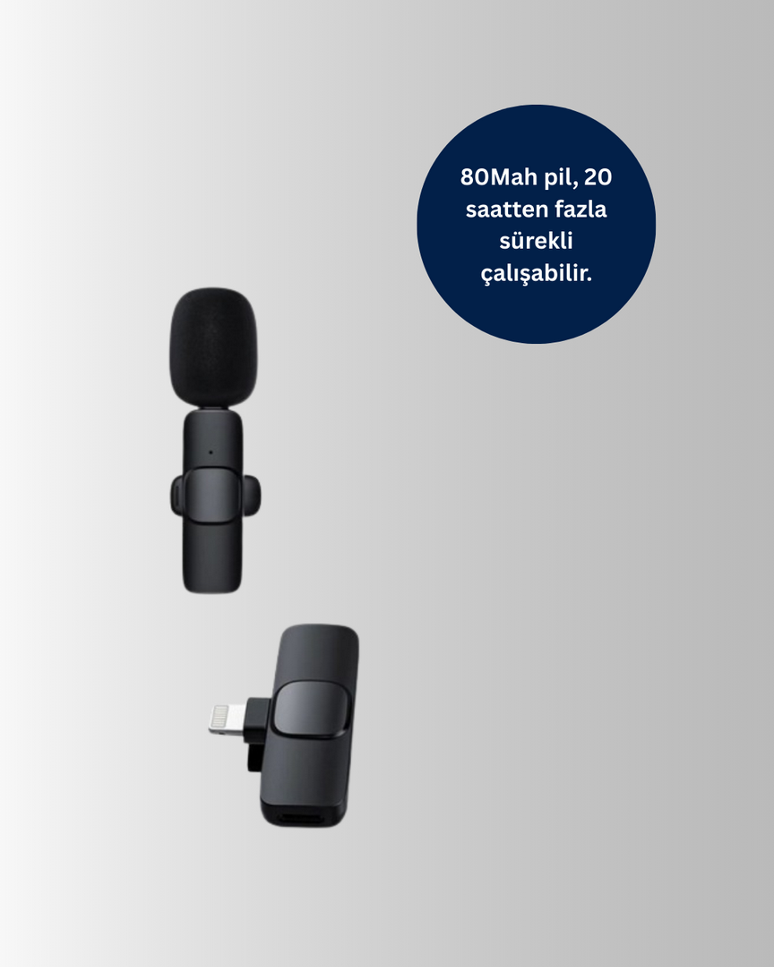 1243290_8-68.png iPhone Uyumlu Çift Mikrofonlu Kablosuz Yaka Seti Profesyonel Ses - Görsel 3