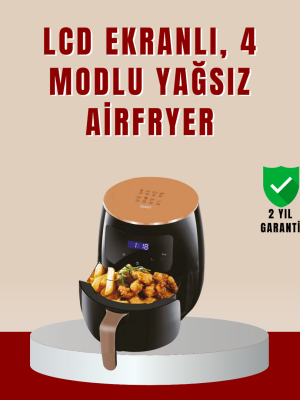 6 Litre Büyük Kapasiteli Dokunmatik Airfryer 2400W Yağsız Fritöz
