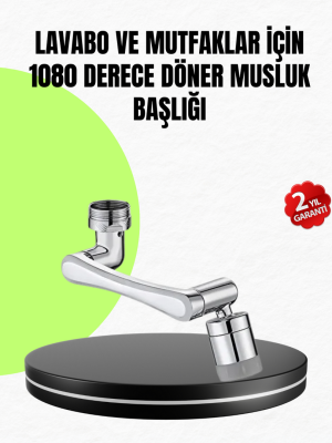 2 Modlu 1080° Dönebilen Musluk Başlığı Esnek 3 Eklemli Hareketli Tasarım