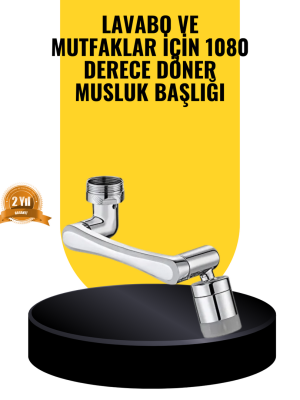 1080° Dönebilen Musluk Başlığı 2 Su Modlu Ayarlanabilir Esnek Tasarım