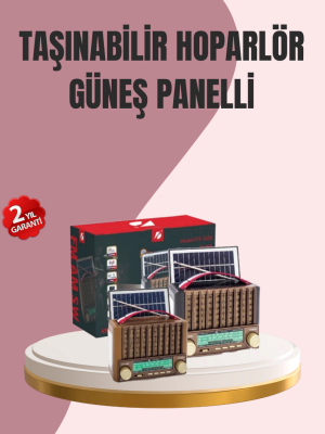 Solar Panel Şarjlı Taşınabilir Radyo Bluetooth Hoparlör Müzik Kutusu