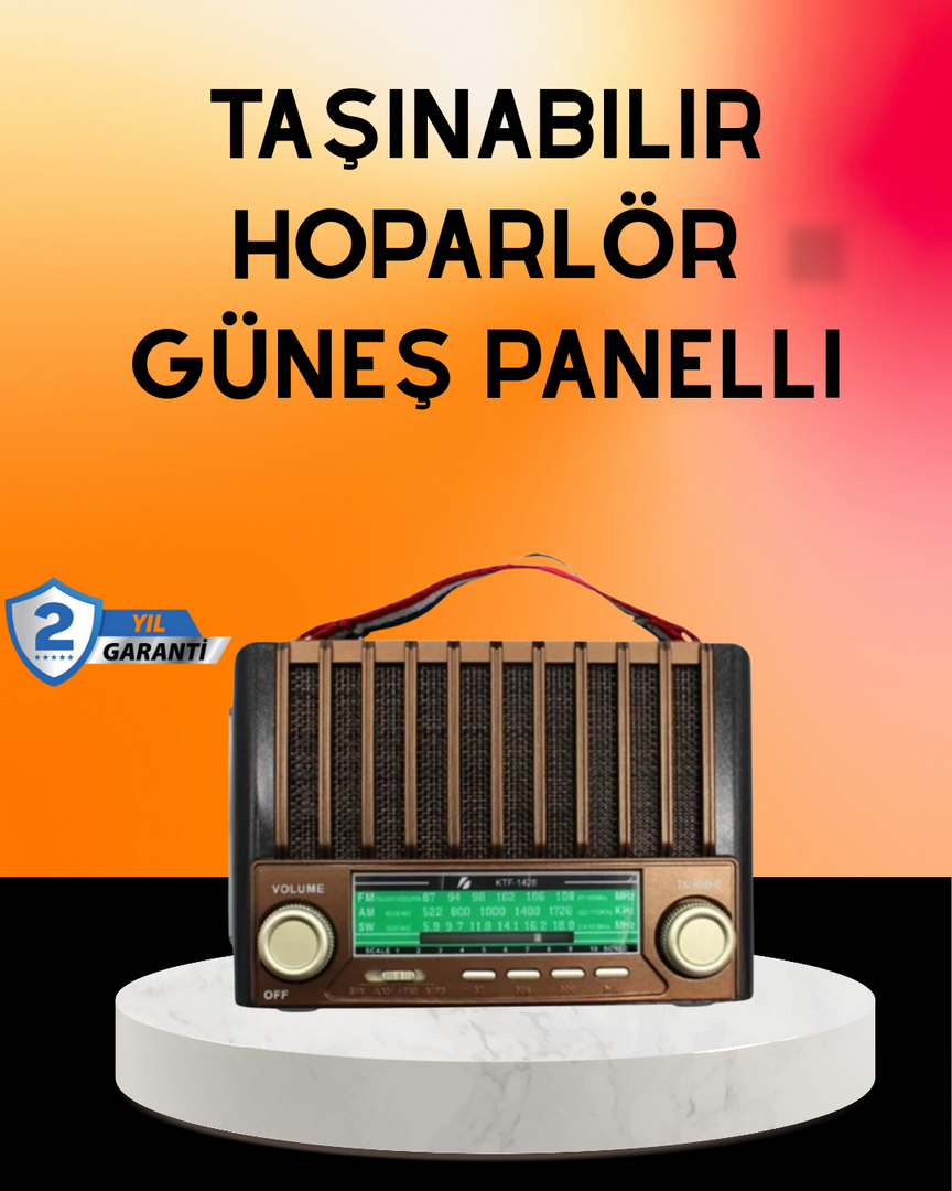 1243582_2-253.png Solar Şarjlı Taşınabilir Radyo Bluetooth Hoparlör USB SD Destekli - Görsel 1