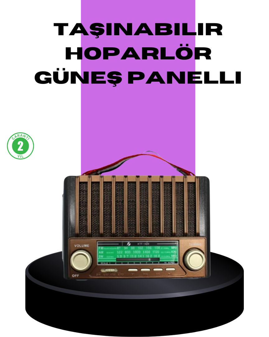 1243583_1-253.png Güneş Enerjili Taşınabilir Radyo ve Bluetooth Hoparlör Çok Fonksiyonlu - Görsel 1