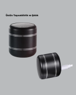 Kompakt Silindir Metal Bluetooth Hoparlör 400 mAh Uzun Pil TWS Destekli - Görsel 4