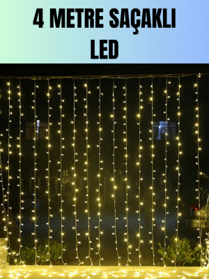 4 Metre Yılbaşı Şelale Led Perde Işık Ev Bahçe Dekor