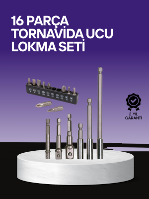 Çok Amaçlı 16lı Bits Uç Seti Dayanıklı Tornavida Adaptör