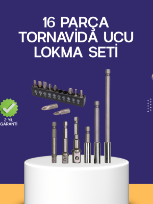 16 Parça Bits ve Adaptör Seti Vidalama Tamir Bakım Seti