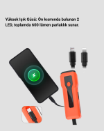 Powerbank Özellikli Bisiklet Işığı Dijital Göstergeli Led - Görsel 3