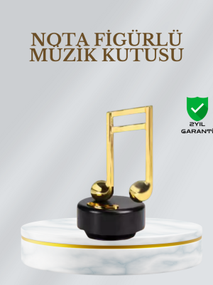 Dönen Nota Figürlü Müzik Box Işıltılı Dekoratif Tasarım