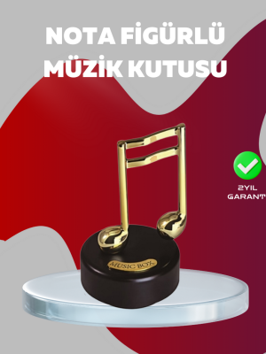 Altın Nota Figürlü Dönen Müzik Kutusu Dekoratif Music Box