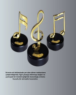 Sol Anahtarı Figürlü Dönen Müzik Kutusu Altın Renk Dekoratif - Görsel 4