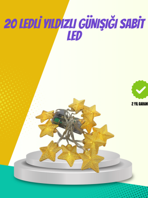 Dekoratif Yıldız Led Aydınlatma 20 Ledli 5 Metre Günışığı