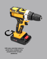 Şarjlı Darbeli Matkap Seti – 2 Bataryalı, 24W Güç, 24 Parça Aksesuar, LED Işıklı - Görsel 2