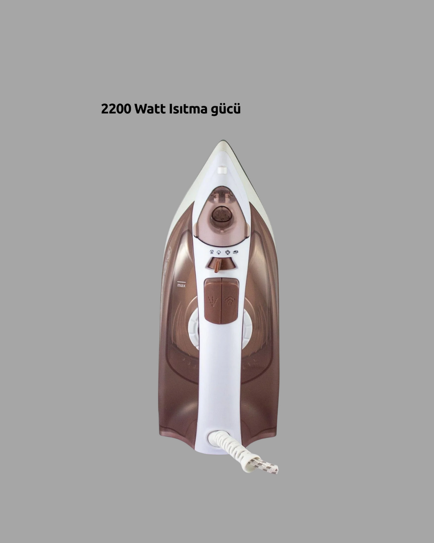 1244648_9-46.png Seramik Tabanlı Buharlı Ütü 2200W Dikey Ütüleme 300ml Kahverengi - Görsel 4