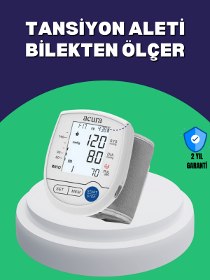 Şarjlı ve Pilli Bilek Tansiyon Ölçer Dijital Ekran Hafıza Kayıtlı