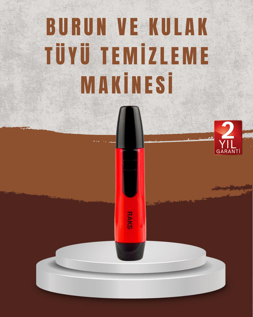 1246103_3-50.png Raks Leo Burun Kulak Tüy Alma Makinesi 45 dk Şarj Süreli Kırmızı - Görsel 1