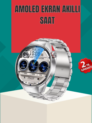 Metal Gövdeli AMOLED Akıllı Saat – Kan Oksijen, Nabız ve Arama Fonksiyonlu