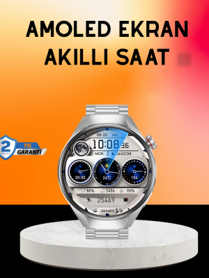 Akıllı Saat AMOLED Ekran Bluetooth Aramalı – Nabız, Uyku ve Spor Takipli