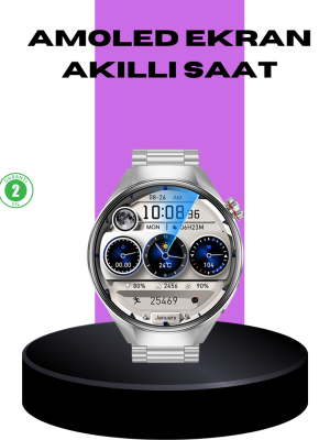 Akıllı Saat Metal Kordonlu Tam Ekran AMOLED – Arama ve Sağlık Takip Özellikli