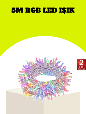 Enerji Tasarruflu Şeffaf Kablo 5 m 50 LED Dekor Işık