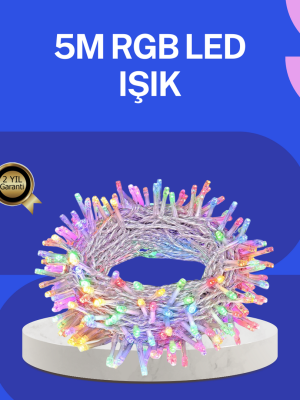 5 Metre Şeffaf Kablo LED Peri Işığı 50 Ampullü Dekoratif Led