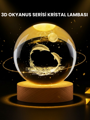 LED Işıklı Yunus Küre Ahşap Standlı Modern Dekoratif Aksesuar