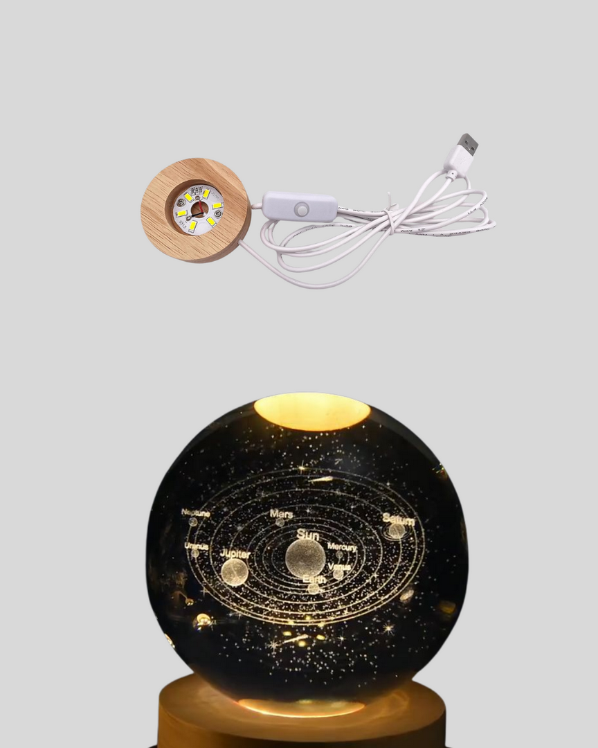 1246419_10-55.png USB Bağlantılı Işıklı Kristal Küre Modern Ahşap Tabanlı Dekor - Görsel 5