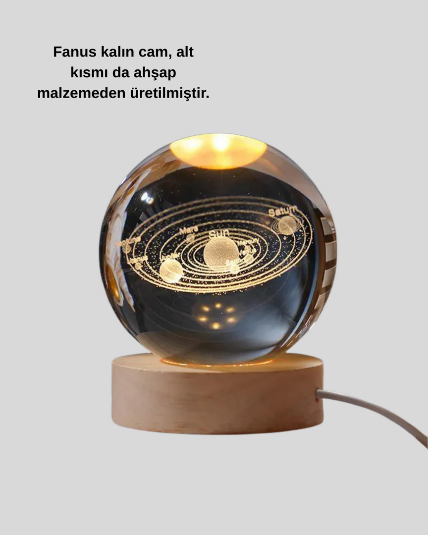 1246419_8-55.png USB Bağlantılı Işıklı Kristal Küre Modern Ahşap Tabanlı Dekor - Görsel 3