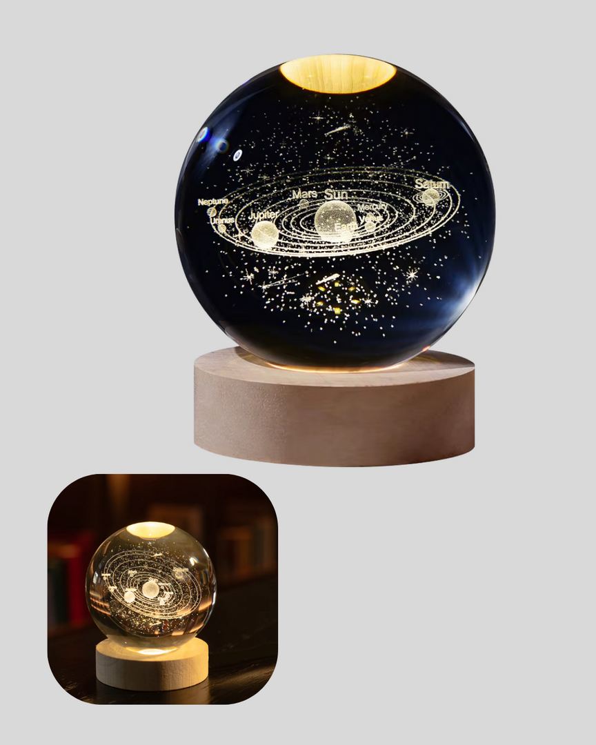 1246419_9-55.png USB Bağlantılı Işıklı Kristal Küre Modern Ahşap Tabanlı Dekor - Görsel 4