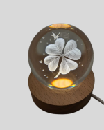 Bitki Temalı LED Işıklı Cam Küre Ahşap Standlı Modern Gece Lambası - Görsel 4