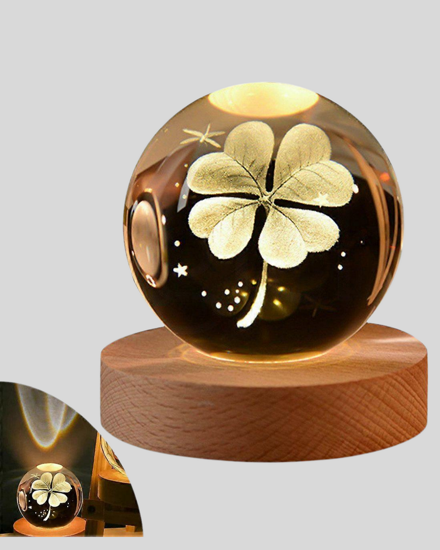 1246545_10-65.png USB Bağlantılı Yonca Bitkili Cam Küre Ahşap Altlıklı Dekoratif Lamba - Görsel 5