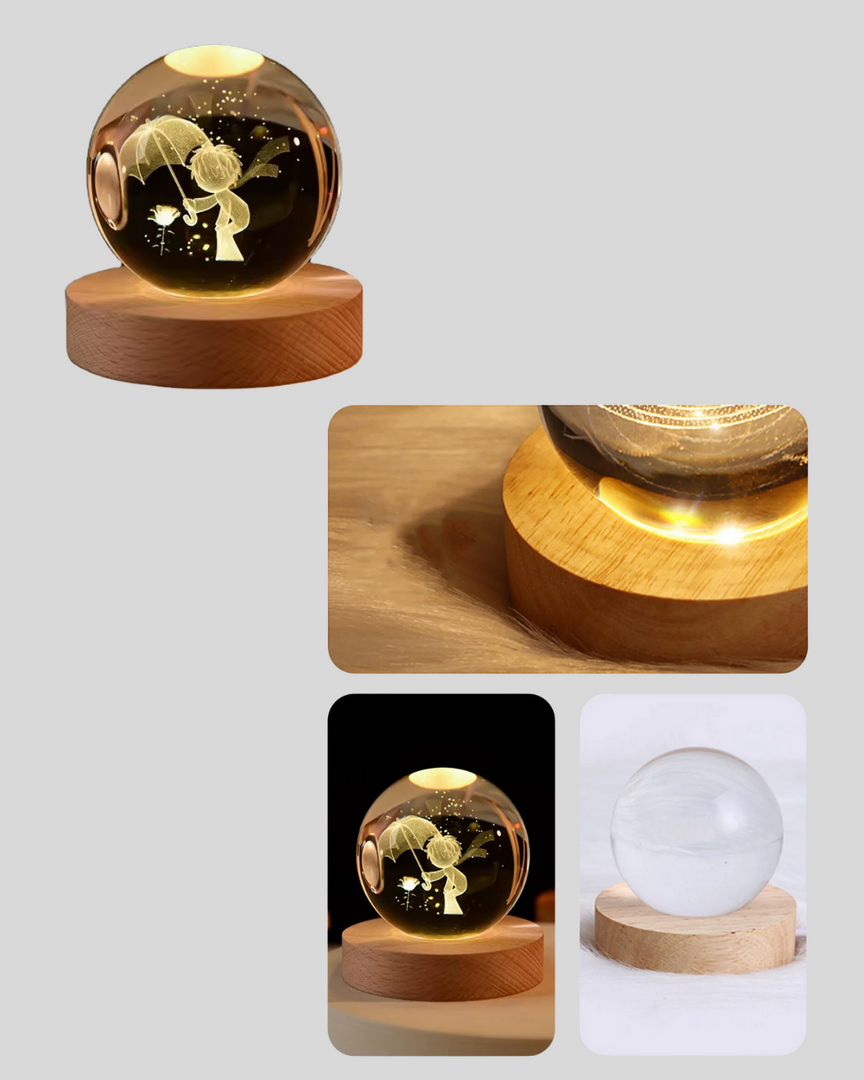 1246550_10-64.png 8 cm Küçük Prens 3D Kristal Küre USB Işıklı Ahşap Altlıklı Dekoratif Lamba - Görsel 5