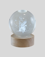 8 cm Küçük Prens Cam Küre USB Işıklı Ahşap Tabanlı Dekor - Görsel 3
