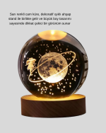 Ahşap Standlı Sarı Işıklı Dekoratif Küre Kız Figürü Tasarım - Görsel 5