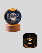 Sarı Işıklı Dekoratif Cam Küre Kız Figürlü Ahşap Standlı - Görsel 2