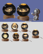 USB’li 3D Astronot Kristal Küre – Modern Uzay Temalı Gece Lambası - Görsel 3