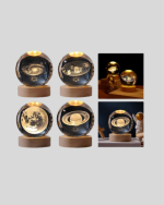 3D Satürn Gravürlü Kristal Küre Dekoratif LED Işıklı Gece Lambası - Görsel 4