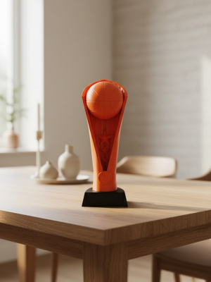 Turuncu Kupa 23cm Basketbol Temalı Dekoratif Ödül Biblosu