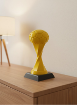 Futbol Toplu Sarı Kupa 21cm Masaüstü Dekor Ödül Figürü