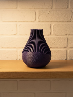 Mor Çizgili Dekoratif Vazo 11 cm Modern Tasarım Aksesuar