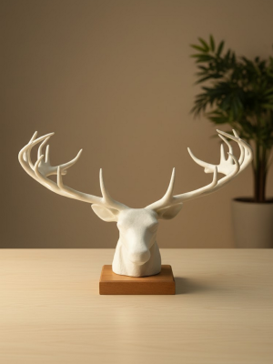 Dekoratif Geyik Başı Heykel 25 cm Modern Minimal Tasarım